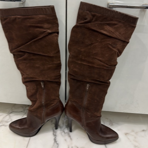 Pure Suede leather Chocolate Brown Knee high Boots in great condition! Size UK 4 - Picture 11 of 17